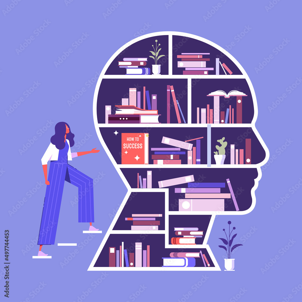 Obraz premium Knowledge or education as intelligence mind experience concept, up skill, learn new things or knowledge development for new skill and improve job qualification 