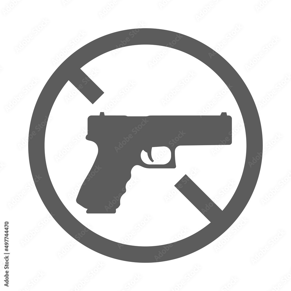 No gun monochrome icon vector flat illustration. Caution circle crime control symbol isolated No gun monochrome icon vector flat illustration. Caution circle crime control symbol isolated