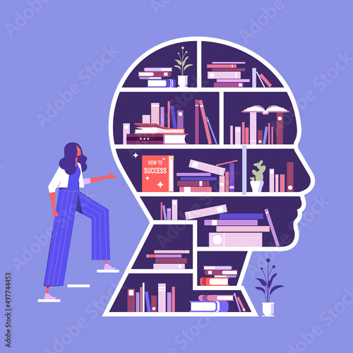 Knowledge or education as intelligence mind experience concept, up skill, learn new things or knowledge development for new skill and improve job qualification 