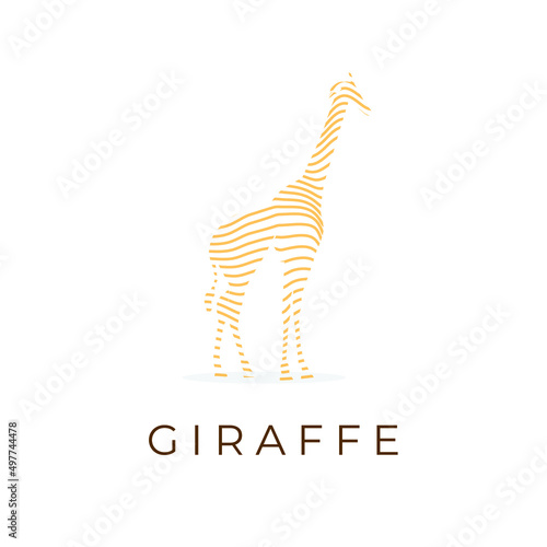 Abstract yellow line illustration logo forming a giraffe photo