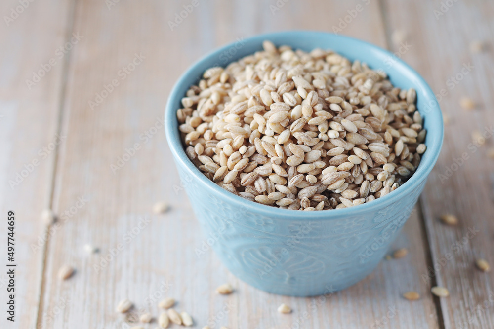 A bowl with raw barley seeds A bowl with raw barley seeds