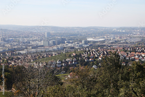 Fototapeta Naklejka Na Ścianę i Meble -  View to Stuttgart skyline from Grabkapelle hill