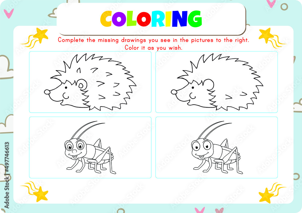 Animals coloring page for kids.