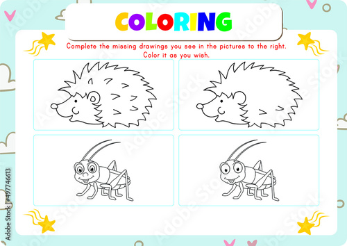 Animals coloring page for kids.