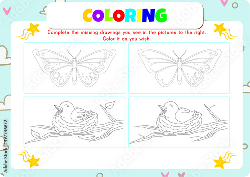 Animals coloring page for kids.