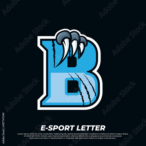 Tiger claw mascot sport logo design. Letter B with Tiger scratch animal mascot illustration logo
