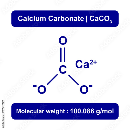 Calcium Carbonate Chemical Structure. Vector Illustration. photo
