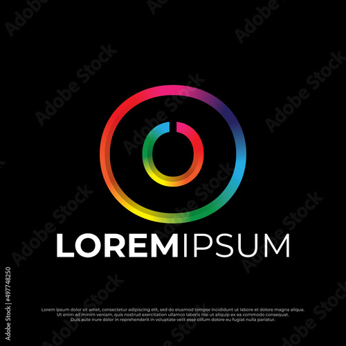 Circle with rainbow color design, colorful gradient circle stroke logo design template letter O logo