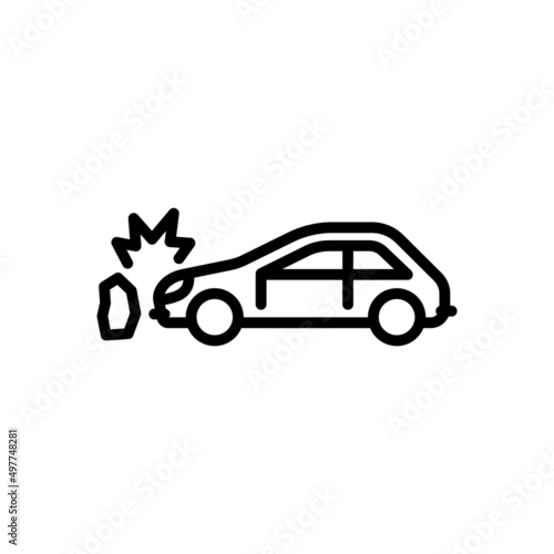 Obstacle on Road. Auto Accident. Road Accident. Vector sign in simple style isolated on white background.