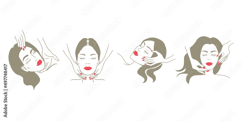Woman skincare illustration - facial massage and beautician theme - Hand drawn style doodle Woman skincare illustration - facial massage and beautician theme - Hand drawn style doodle