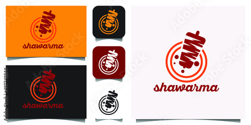 Set of doner kebab logo templates. Vector creative labels for Turkish and Arabian fast food restaurant