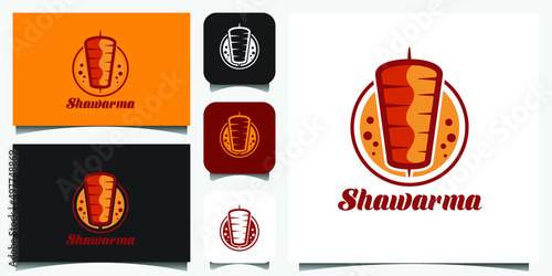Set of doner kebab logo templates. Vector creative labels for Turkish and Arabian fast food restaurant