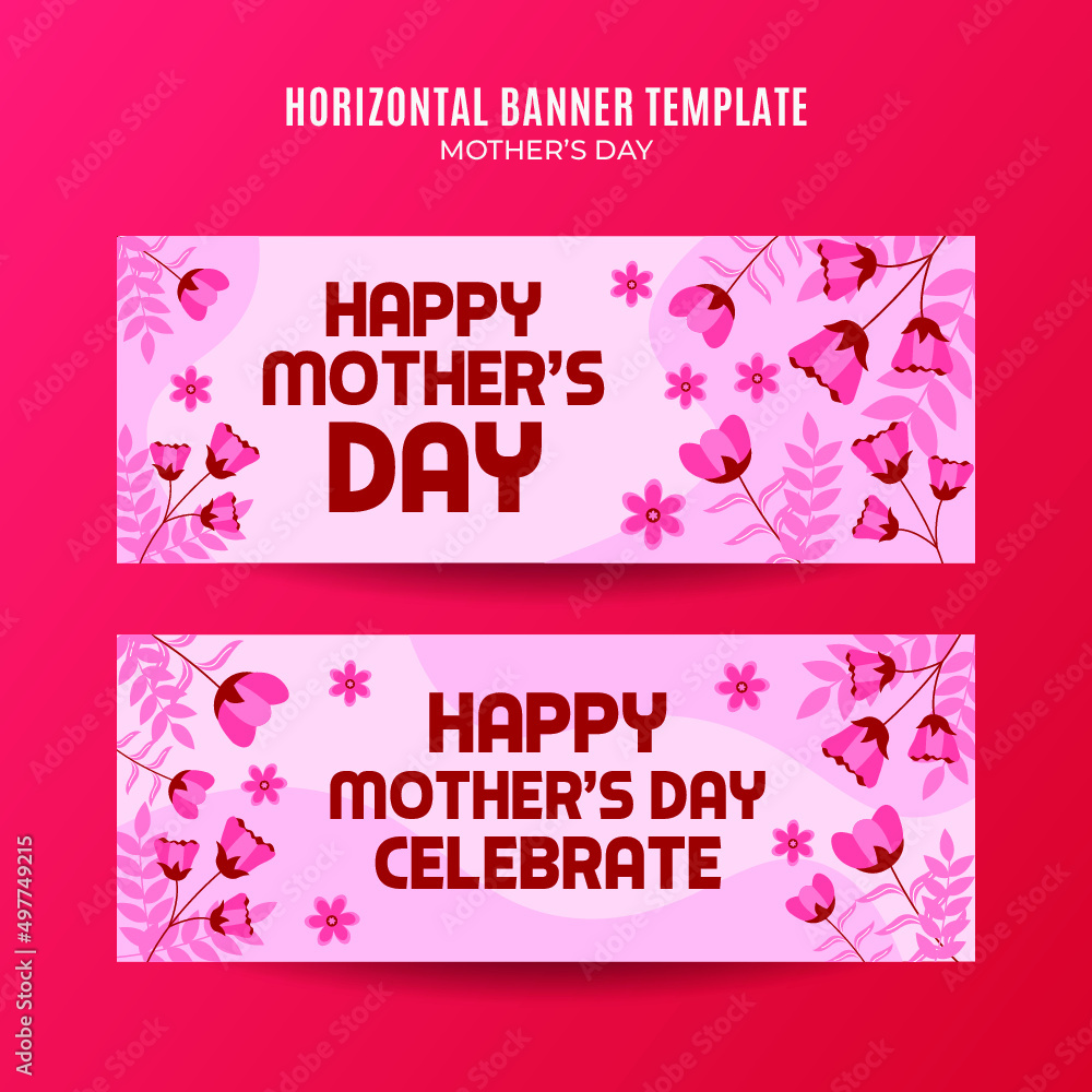 Happy Mother's Day Retro Web Banner for Social Media Horizontal Poster, banner, space area and background Happy Mother's Day Retro Web Banner for Social Media Horizontal Poster, banner, space area and background