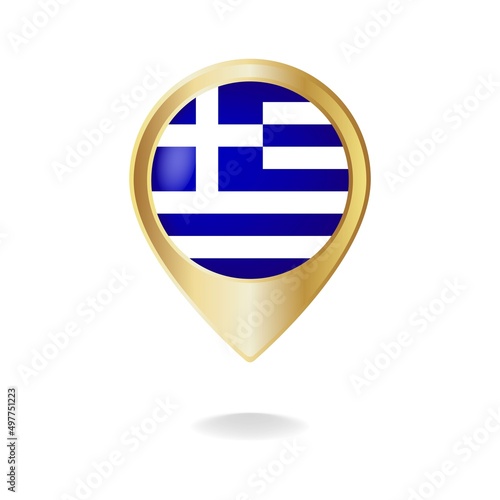 Greece flag on golden pointer map, Vector illustration eps.10