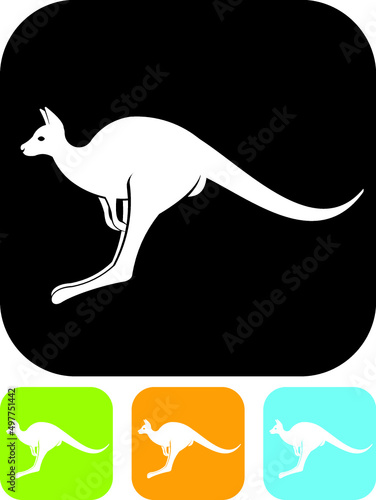 Kangaroo silhouette sign. Vector icon isolated on white