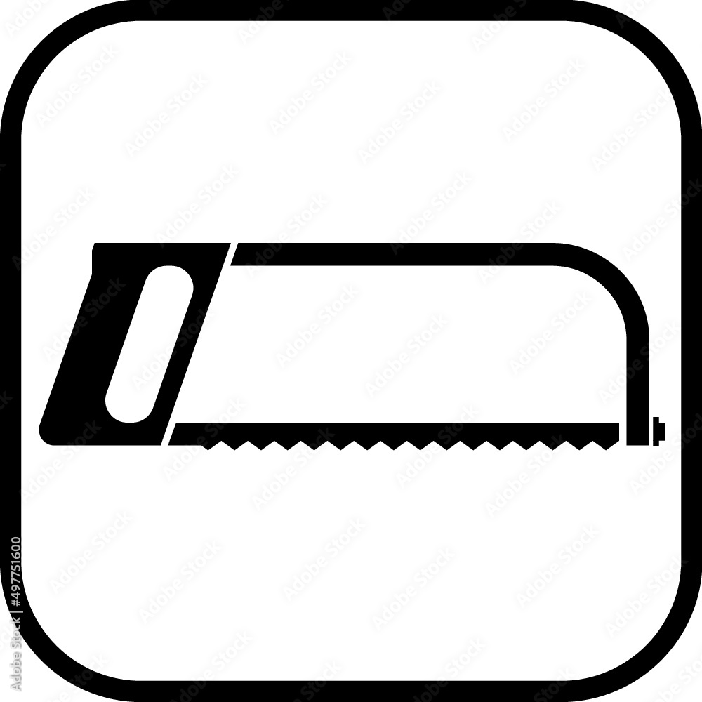 Metal cutting hand saw isolated on white. Hacksaw vector icon Metal cutting hand saw isolated on white. Hacksaw vector icon