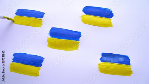 Ukrainian flags on a white background