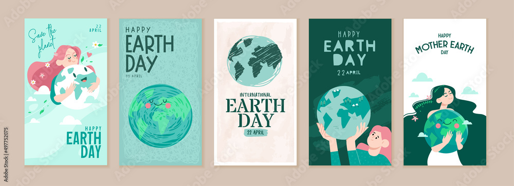 Plakat Earth day illustration set. Vector concepts for graphic and web design, business presentation, marketing and print material.