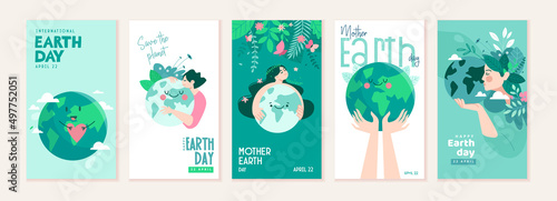 Earth day illustration set. Vector concepts for graphic and web design, business presentation, marketing and print material.