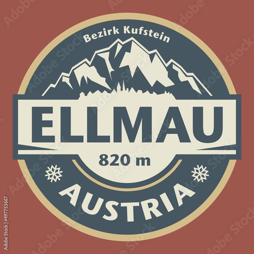 Emblem with the name of Ellmau, Austria