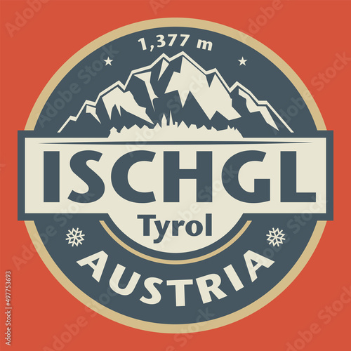 Emblem with the name of Ischgl, Austria