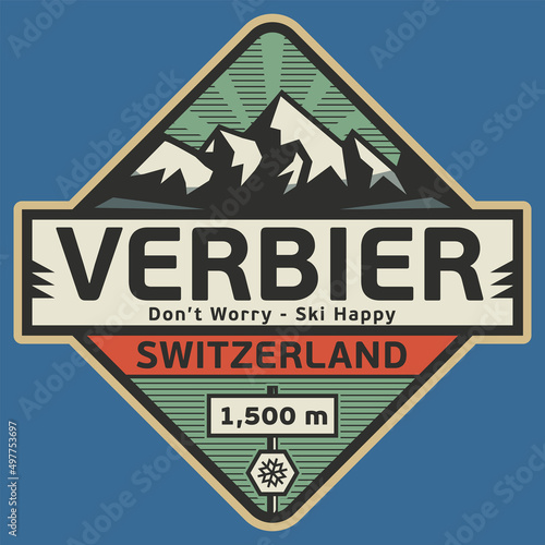 Emblem with the name of Verbier, Switzerland