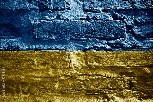 Ukraine flag texture on a wall photo