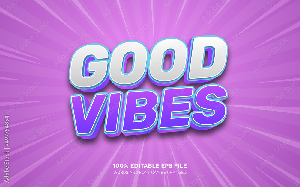Obraz premium Good Vibes 3D text style effect 