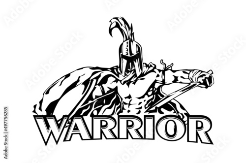warrior illustration icon logo design vector	
