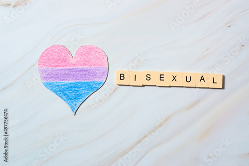 Heart with bisexual flag drawn. Pride, equality and rights. photo