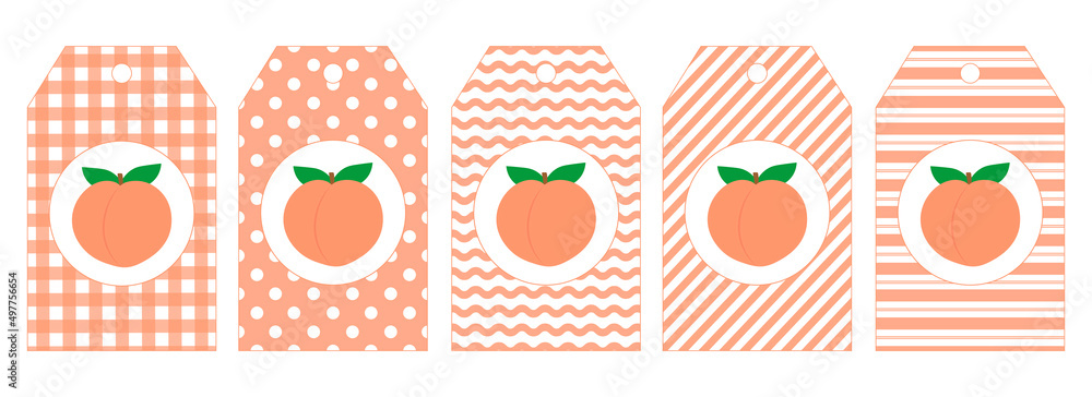 Set peach gift tags templates