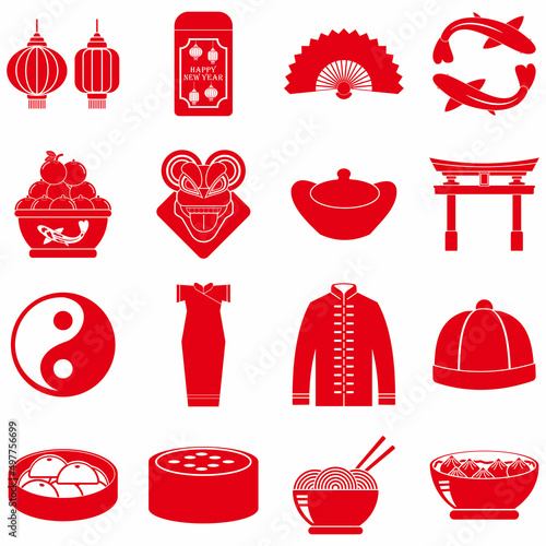 chinese new year icon set, chinese new year vector set sign symbol