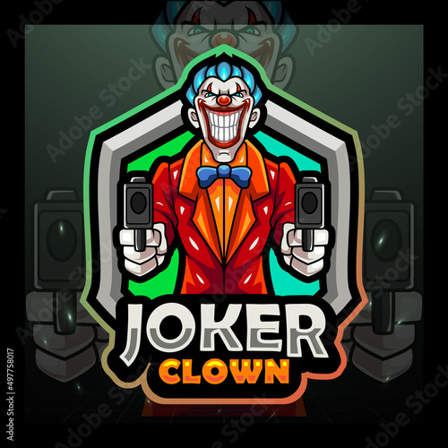 Joker clown mascot. esport logo design  