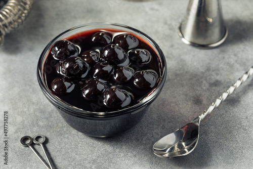 Organic Boozy Dark Maraschino Cherries photo