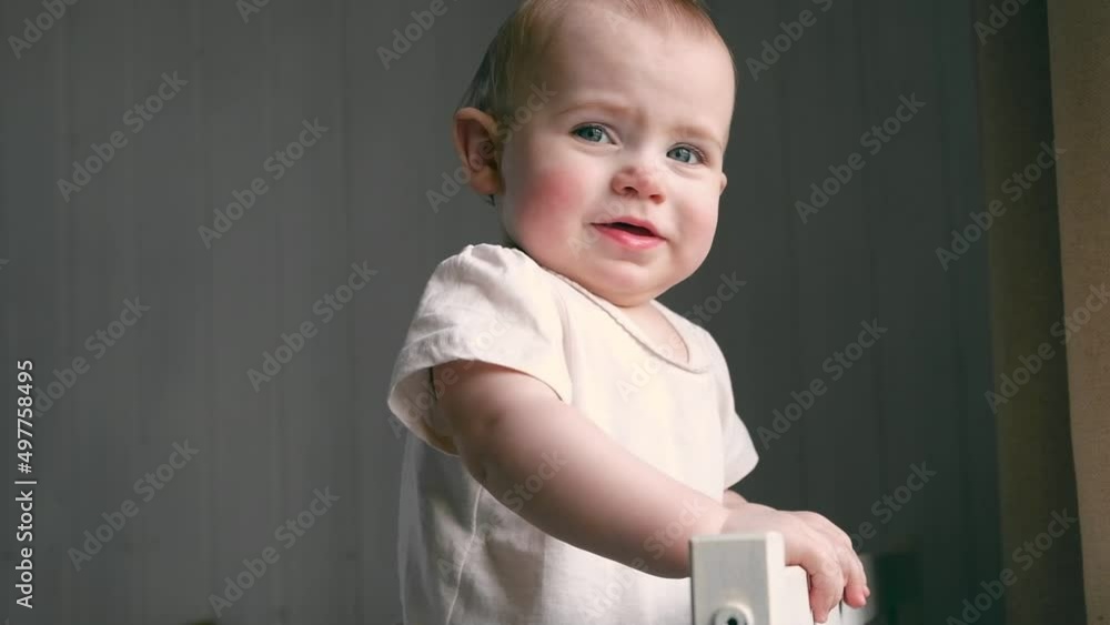 Baby Crying. Little Child with tears his eyes crying loudly with his mouth wide open. Baby