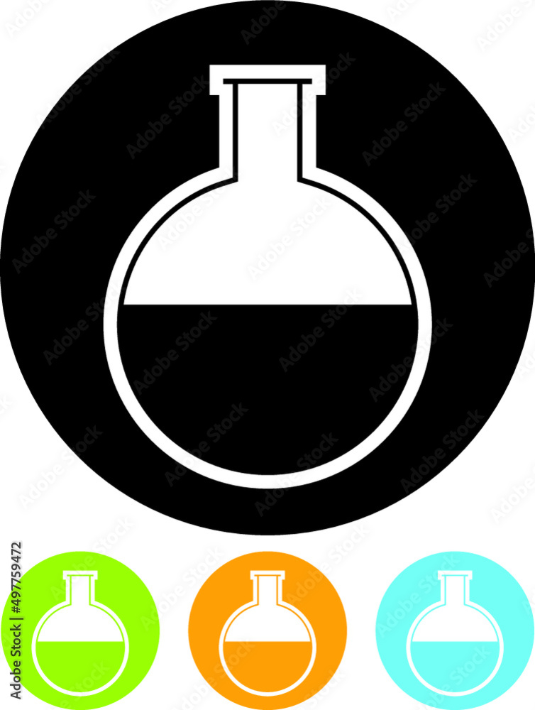 Erlenmeyer flask with chemical solution. Chemical laboratory equipment vector icon isolated on white Erlenmeyer flask with chemical solution. Chemical laboratory equipment vector icon isolated on white