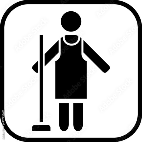 Cleaning lady icon isolated. Room service maid hotel sign