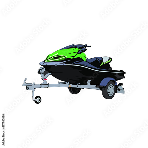 Illustration Vector Graphic of Jet ski on trailer 