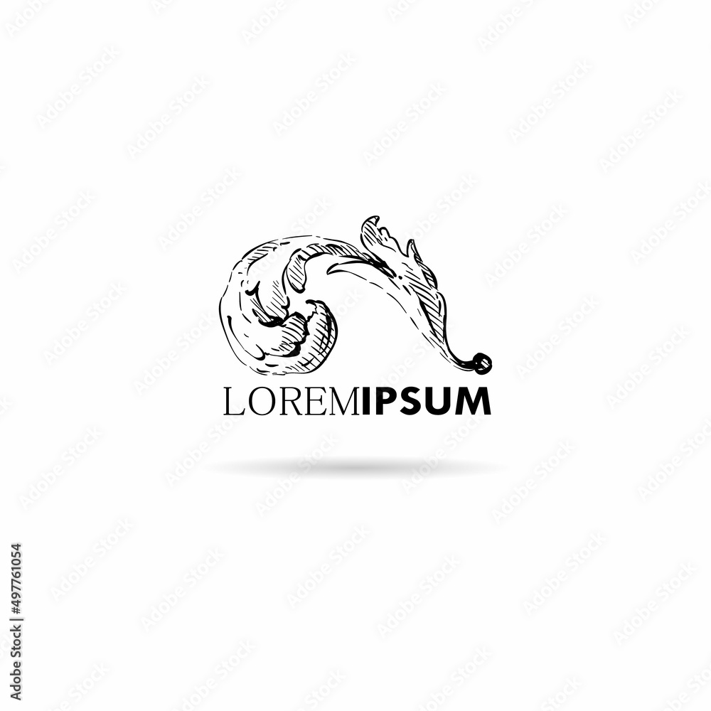 Hand drawn ornament decorative element. Logo design, vector illustration Hand drawn ornament decorative element. Logo design, vector illustration