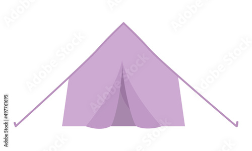 Camping tent semi flat color vector object. Full sized item on white. Military encampment. Temporary accommodation. Simple cartoon style illustration for web graphic design and animation