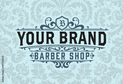 Vintage Barbershop label in vintage style