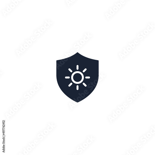 UV protection icon, anti ultraviolet radiation with sun and shield logo symbol. vector illustration.