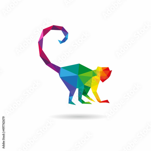 Monkey abstract triangle design concept element isolated on a white backgrounds, vector illustration