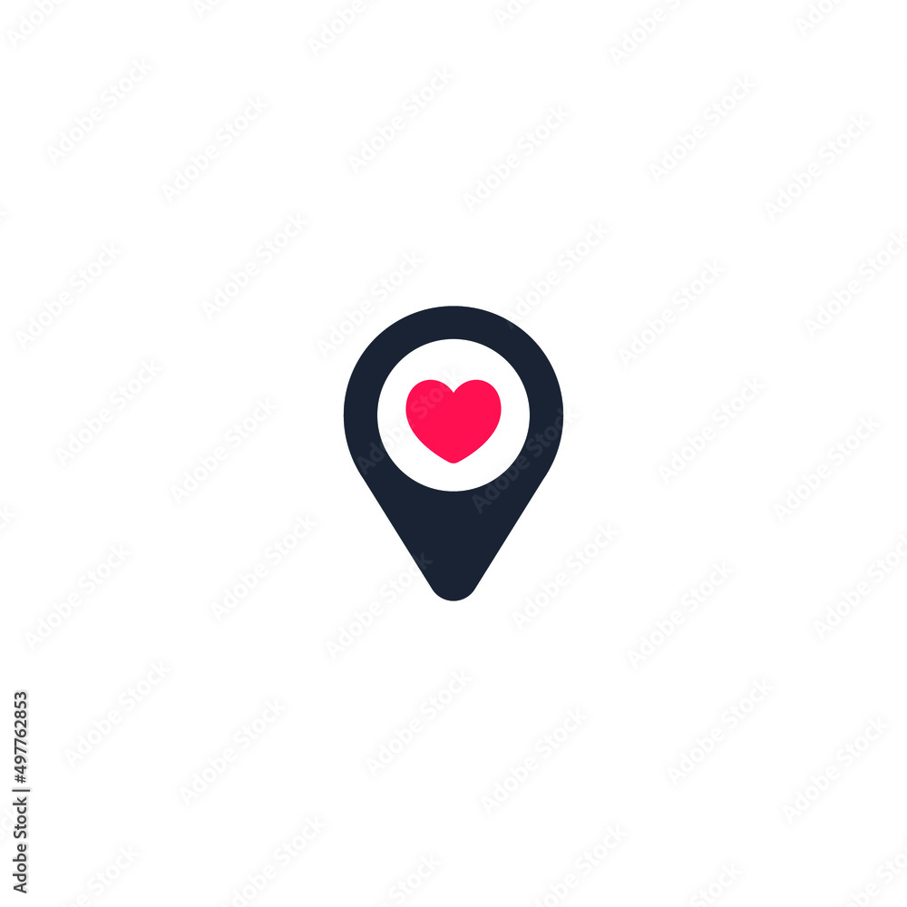 Fototapeta premium Marker location icon with heart