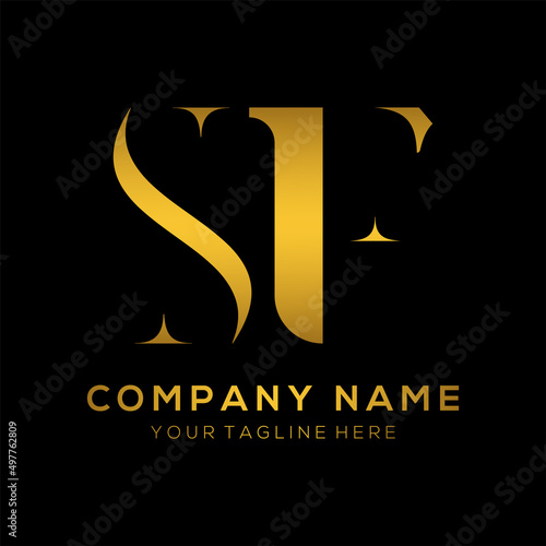  Creative letter sf logo design.sf gold color typography vector template design.