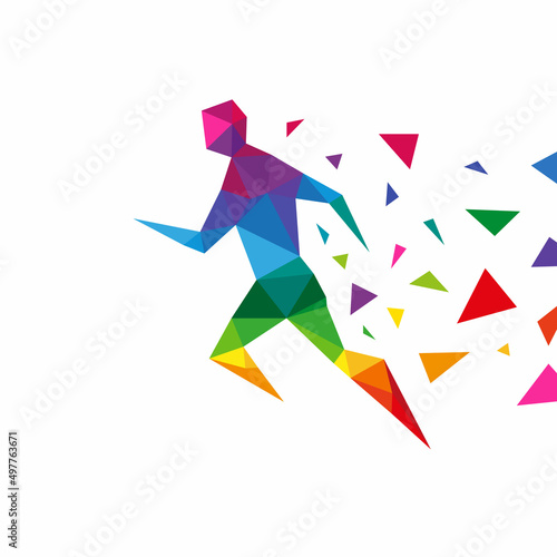 Sports man running abstract isolated on a white backgrounds