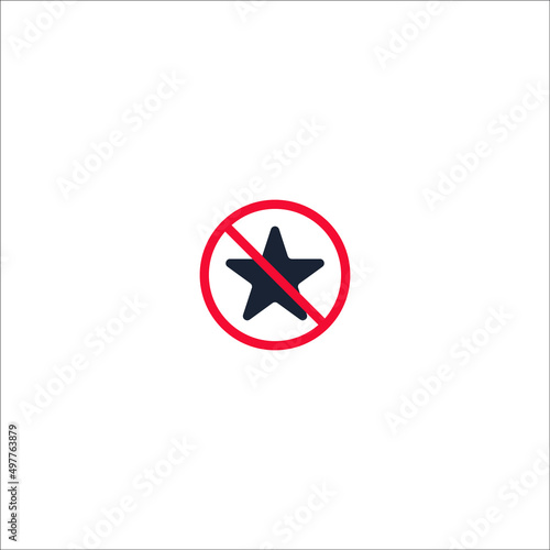 No Star Sign on White Background. No favorite sign isolated on white background vector illustration. 
Star icon. Not allowed, black object in red warning sign with transparent background