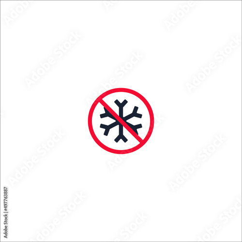 Stop or ban red round sign with snowflake icon. Vector illustration. Forbidden sign. Freezing is prohibited