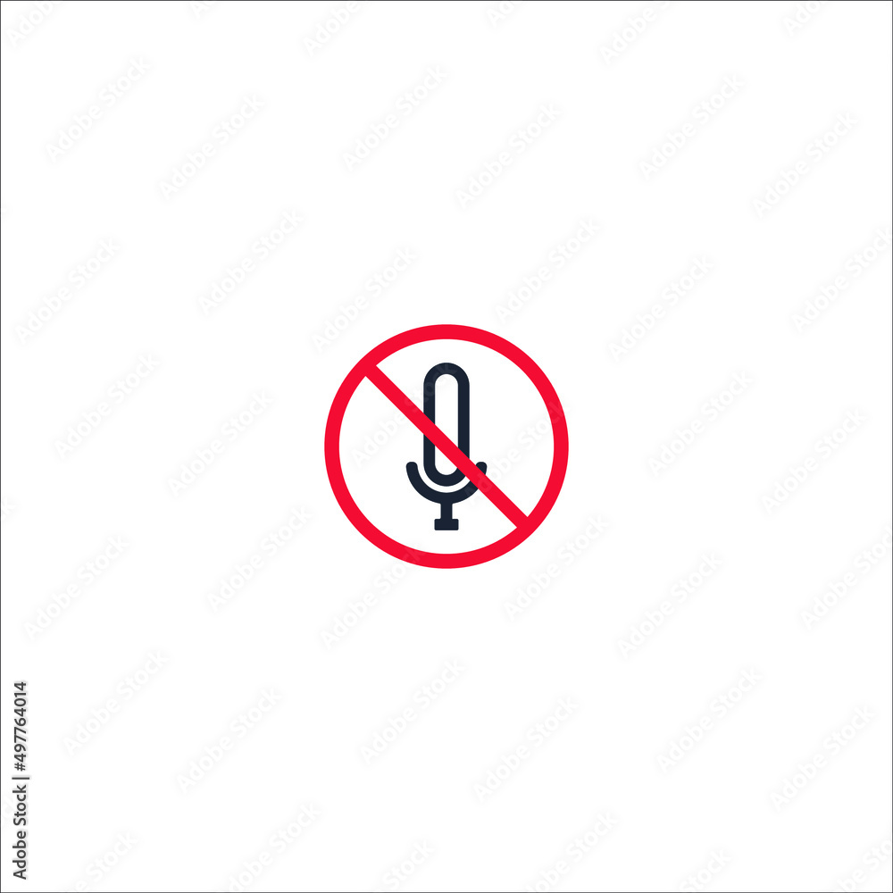 Stop microphone vector illustration. Flat illustration iconic design of stop microphone, isolated on a white background. Stop microphone vector illustration. Flat illustration iconic design of stop microphone, isolated on a white background.