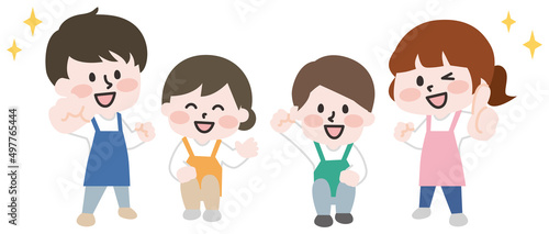 エプロンをつけた人物のイラスト